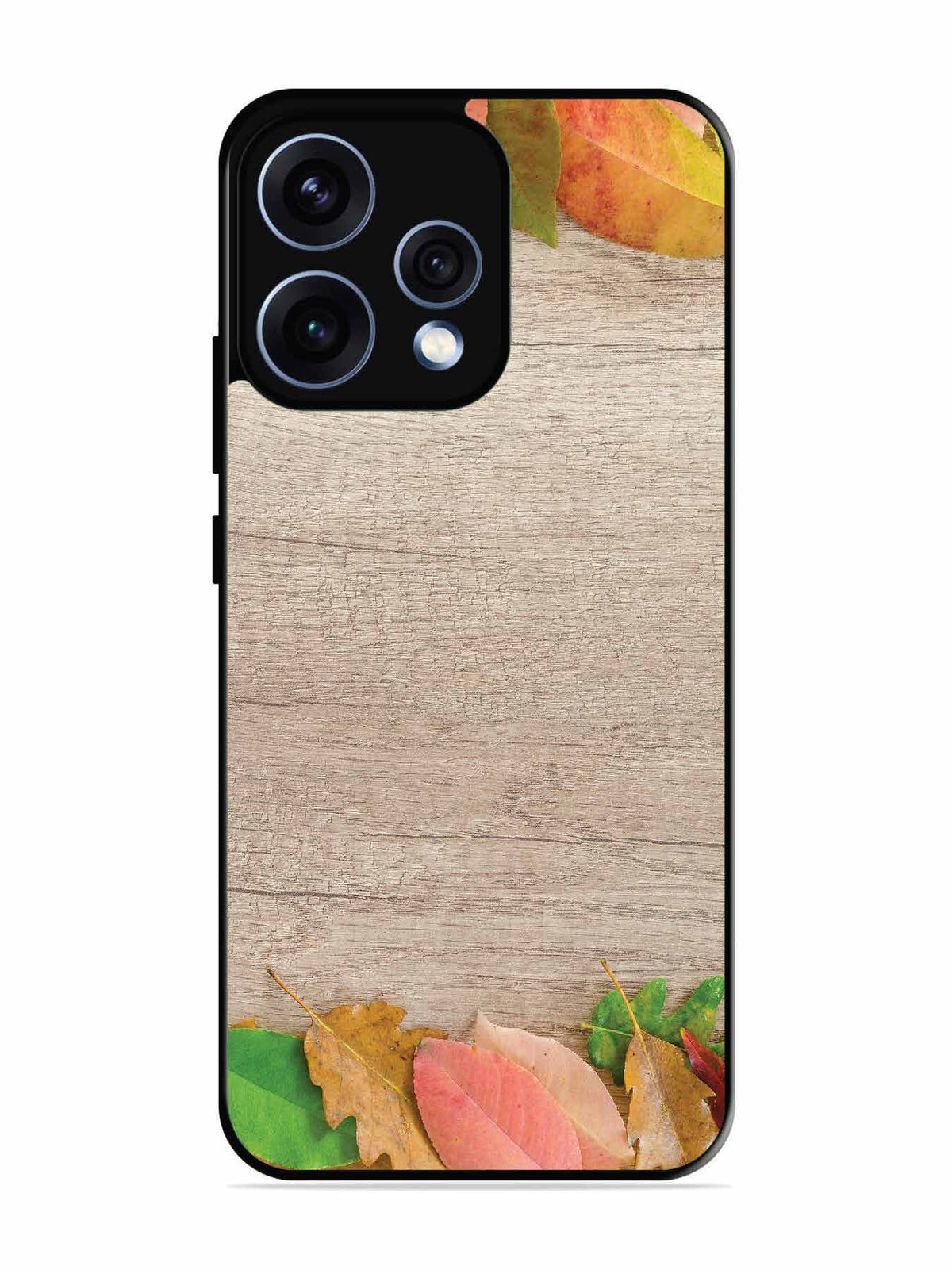 Oppo RENO 15 5G Autumn Leafs On Wooden Table
