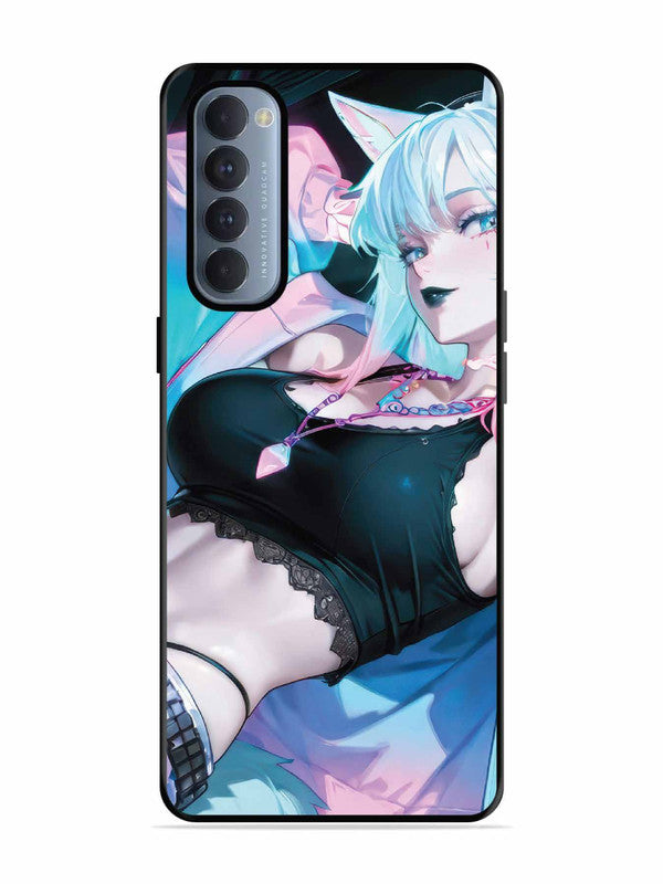 Oppo RENO 4 Pro anime girl fox headpohone white Hair