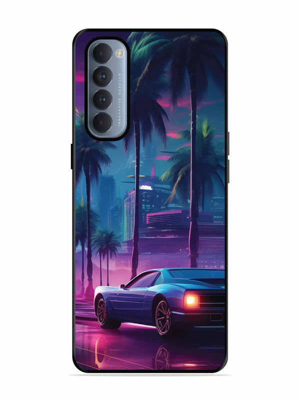 Oppo RENO 4 Pro sunset-sports-car-city-palm-trees