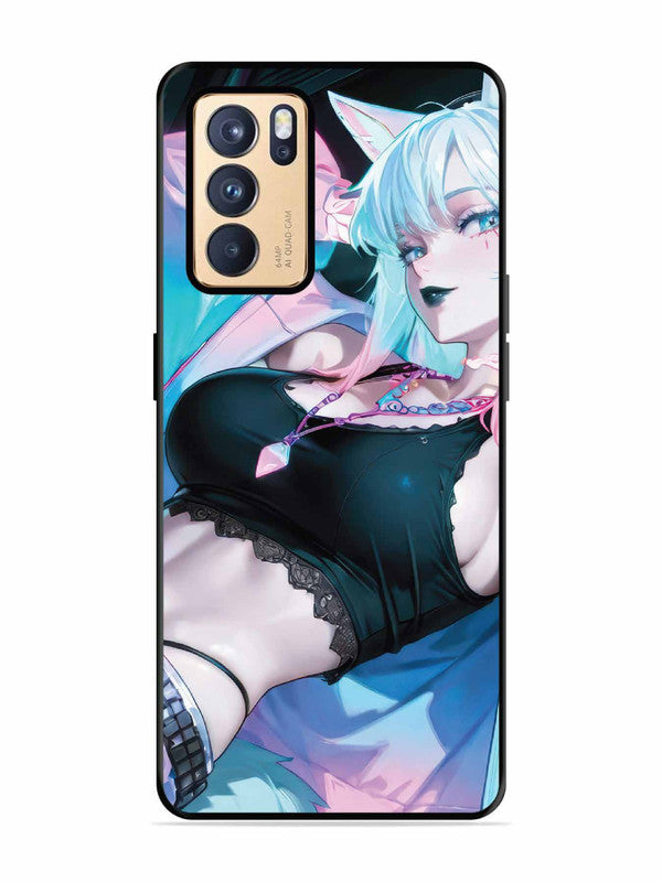 Oppo RENO 6 Pro 5G anime girl fox headpohone white Hair