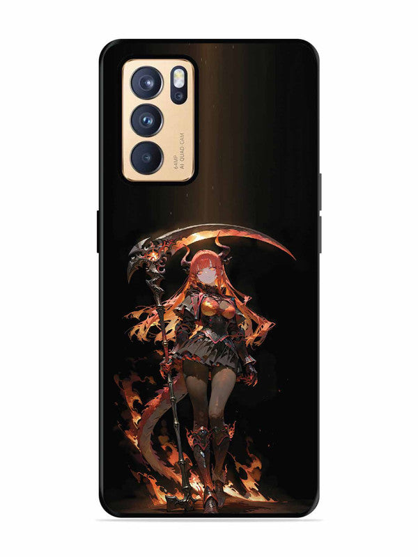 Oppo RENO 6 Pro 5G anime-girl-sycthe-red-hair-horn