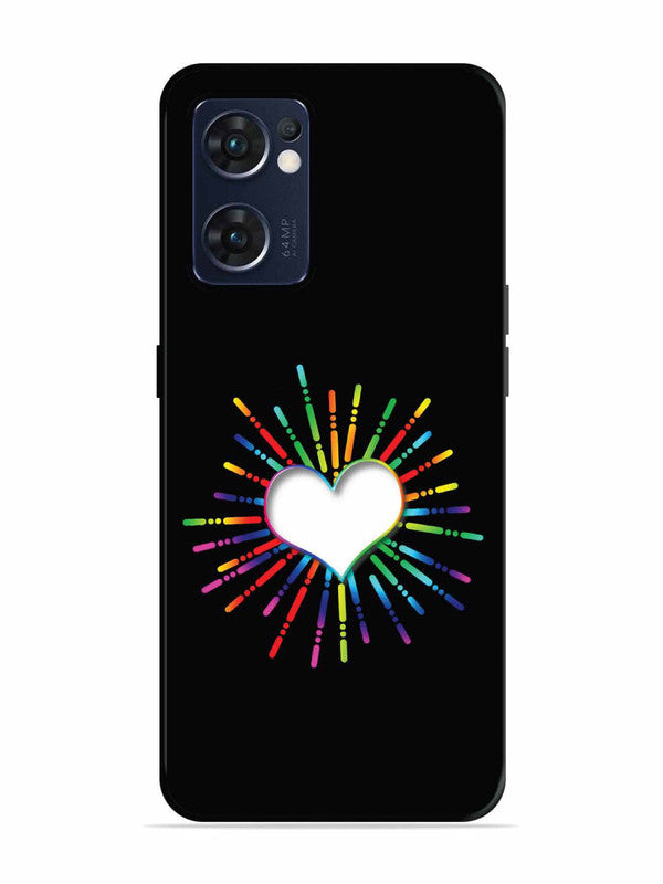 Oppo RENO 7 5G Colourful Heart on Black