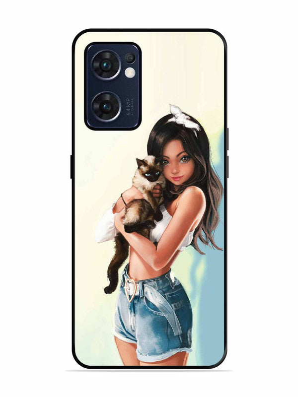Oppo RENO 7 5G Cute Girl with Cat