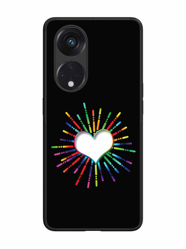 Oppo RENO 8T 5G Colourful Heart on Black