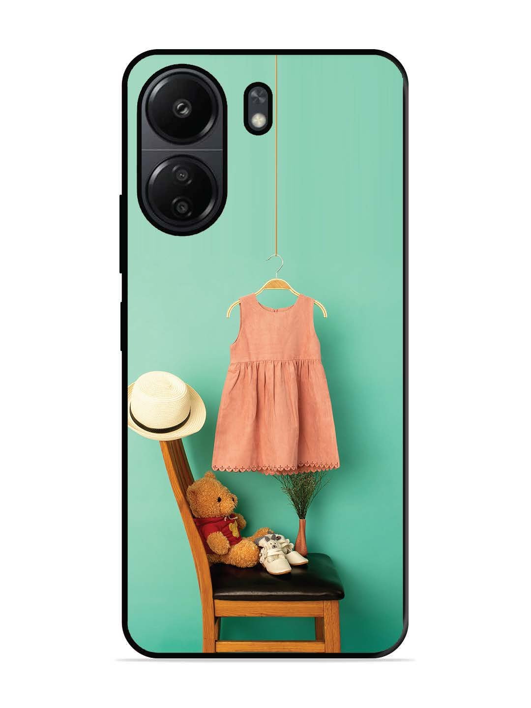 Poco C65 Trendy dress for girl near toy bear