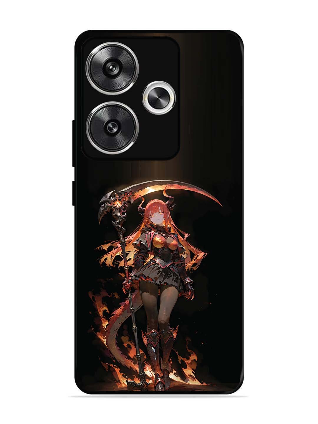 Poco F6 anime-girl-sycthe-red-hair-horn