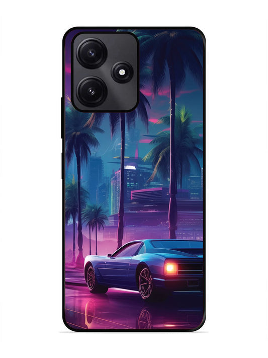 Poco M6 Pro sunset-sports-car-city-palm-trees