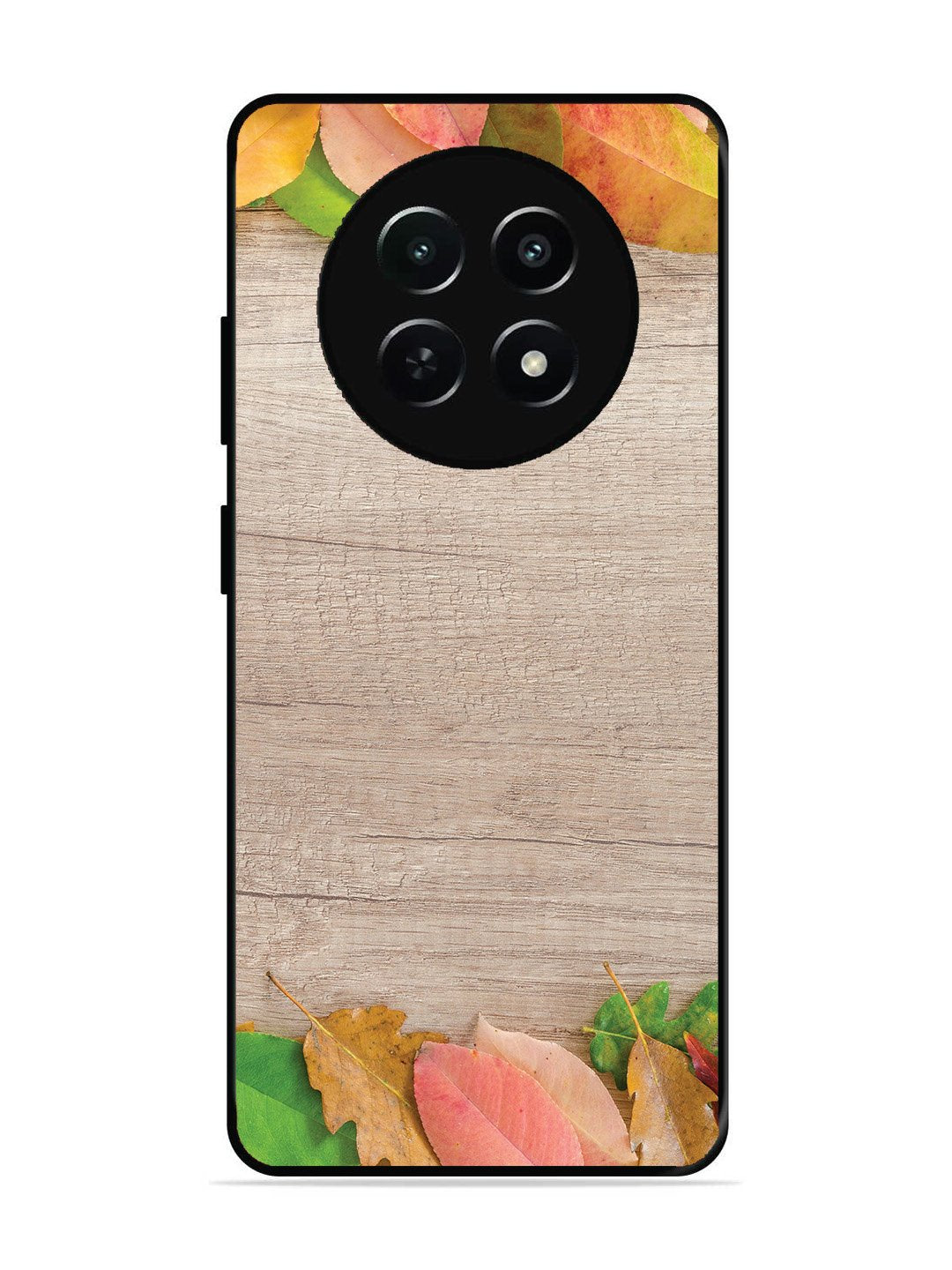 Realme C65 5G Autumn Leafs On Wooden Table