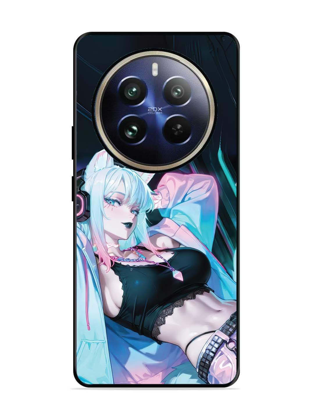 Realme 12 Pro Plus anime girl fox headpohone white Hair