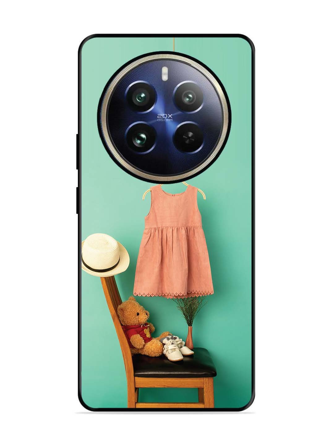 Realme 12 Pro Trendy dress for girl near toy bear