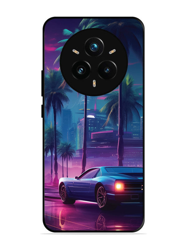 realme 14 pro plus 5g sunset-sports-car-city-palm-trees