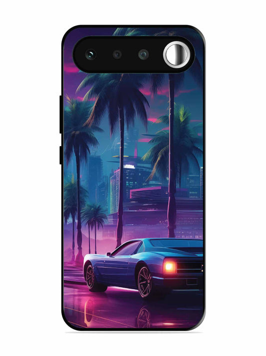 realme 16 sunset-sports-car-city-palm-trees
