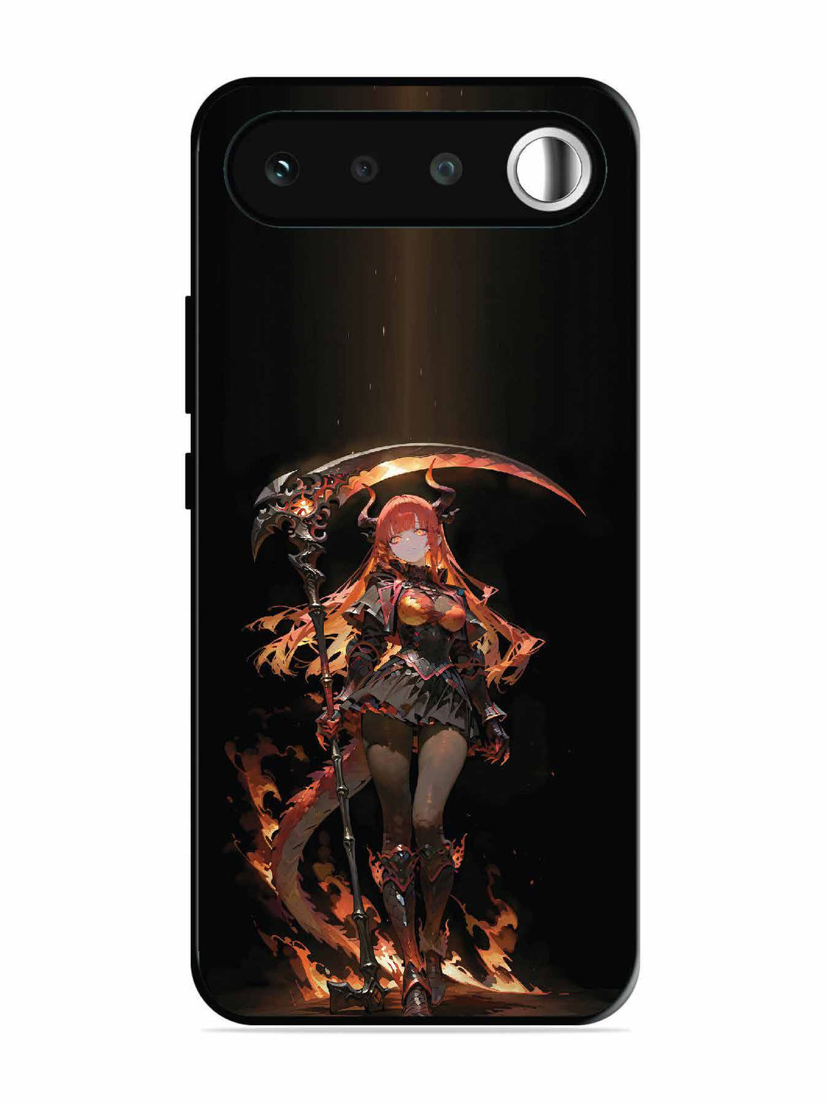 realme 16 anime-girl-sycthe-red-hair-horn
