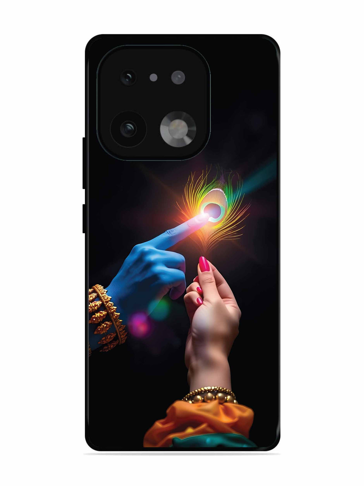 realme 16 Pro Plus Radha Krishna touching feather