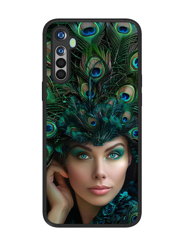 realme 5 Girl with peacock feather Crown
