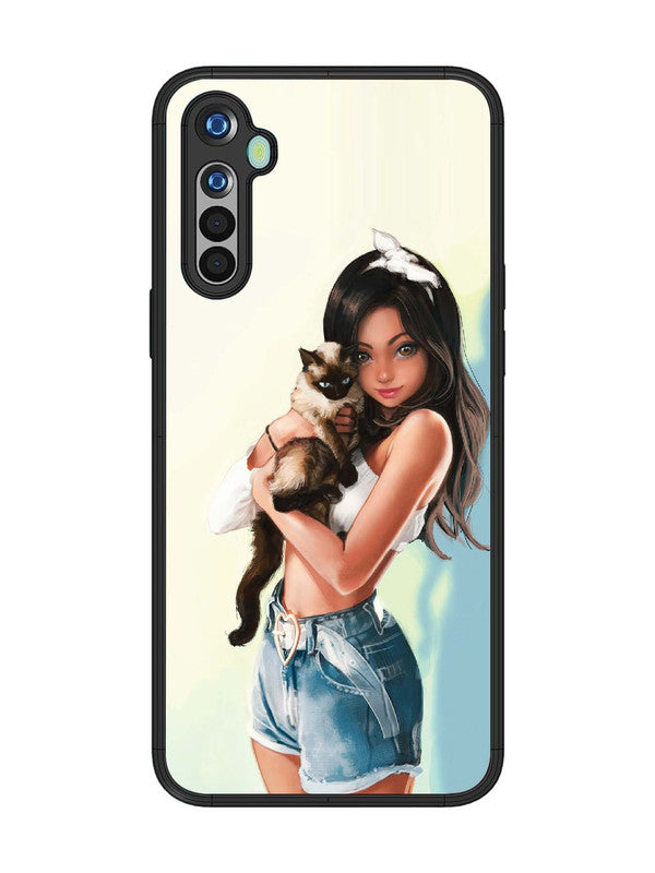 realme 5 Cute Girl with Cat
