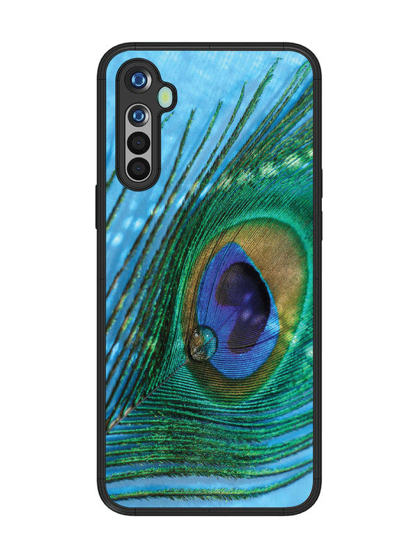 realme 5 A drop on Peacock Feather