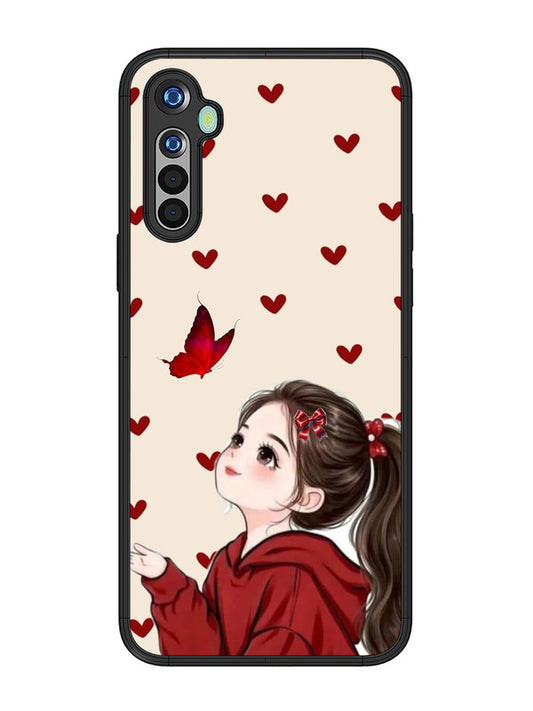 realme 5 Beautiful girl with red butterfly