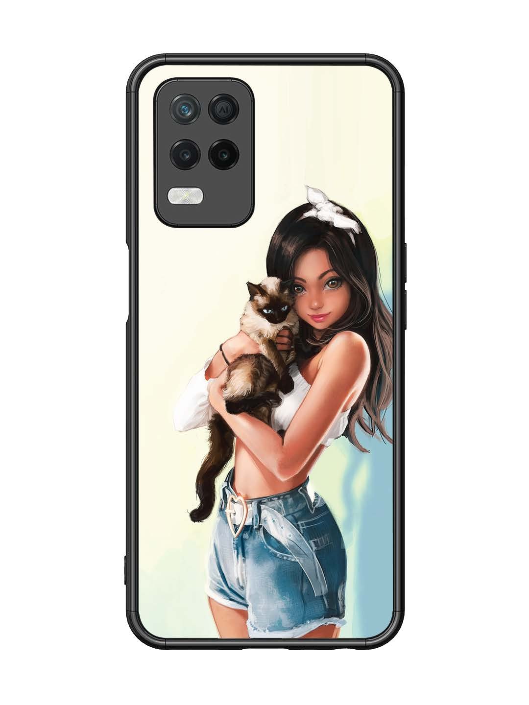 Realme Narzo 30 5G Cute Girl with Cat