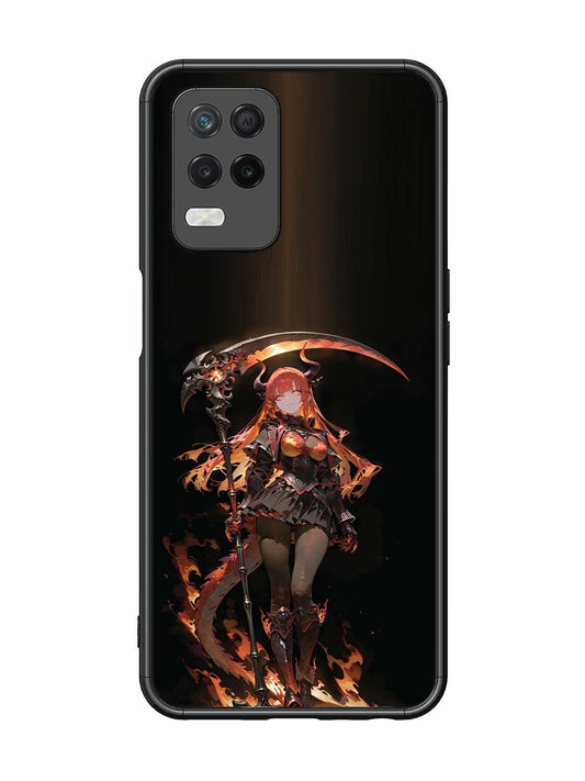 Realme Narzo 30 5G anime-girl-sycthe-red-hair-horn
