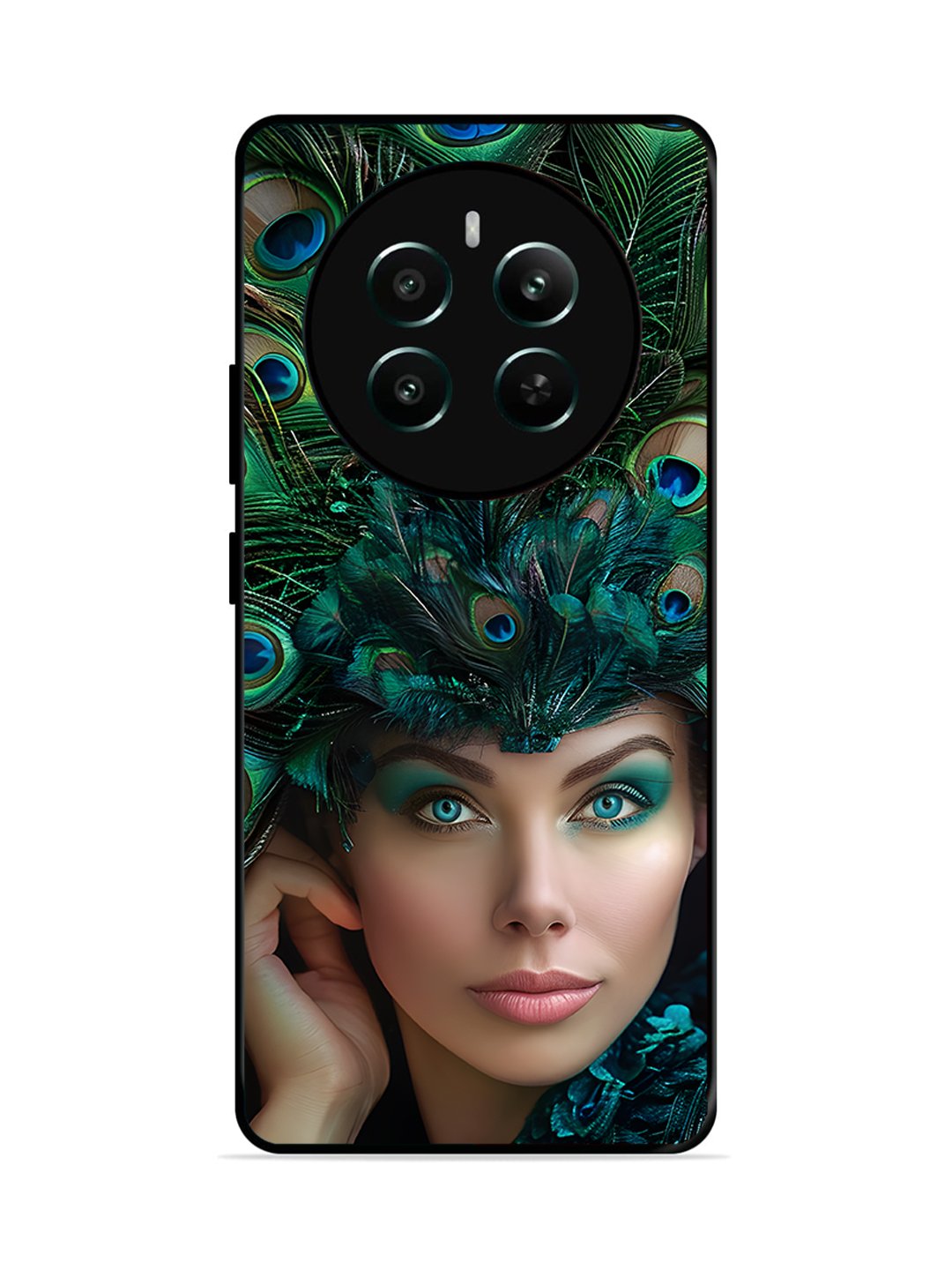 realme P1 5G Girl with peacock feather Crown