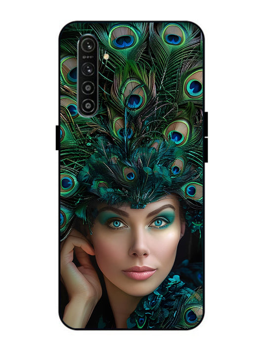 Realme X2 Girl with peacock feather Crown