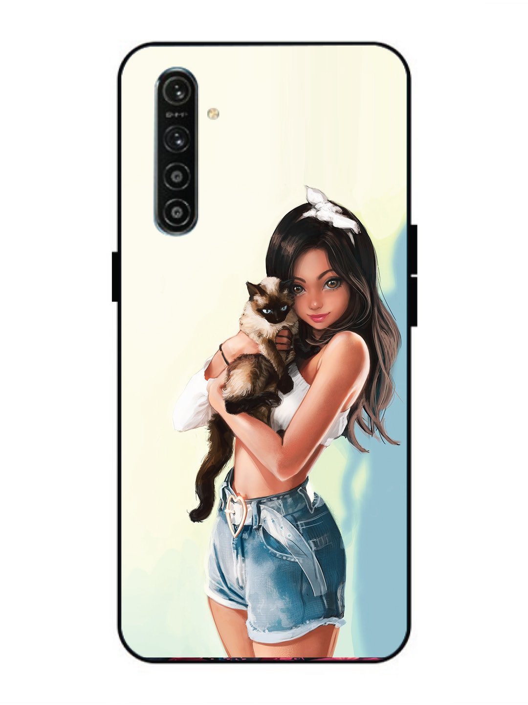 Realme X2 Cute Girl with Cat