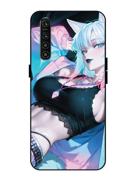 Realme X2 anime girl fox headpohone white Hair