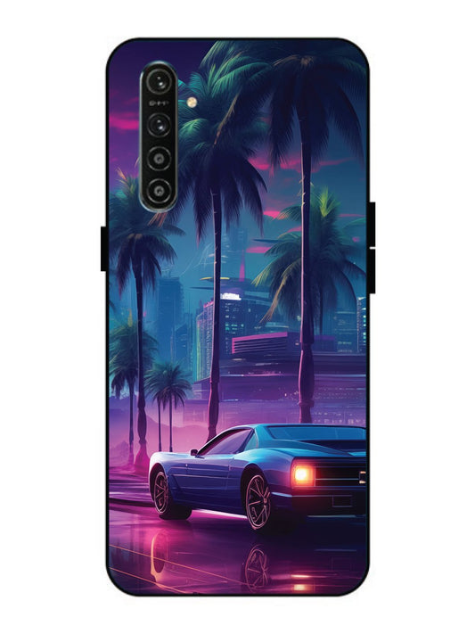 Realme X2 sunset-sports-car-city-palm-trees