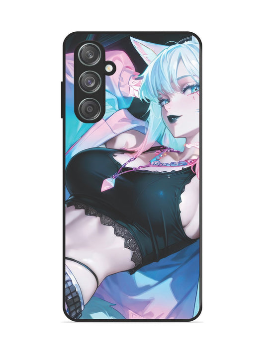 Samsung Galaxy A15 5g anime girl fox headpohone white Hair