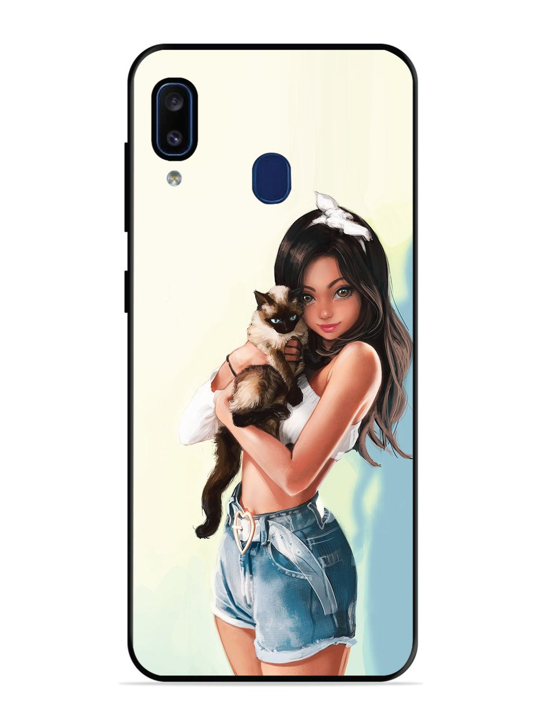 Samsung Galaxy A20 Cute Girl with Cat