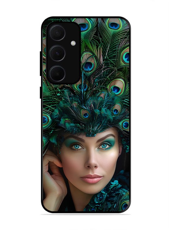 samsung galaxy a35 5g Girl with peacock feather Crown