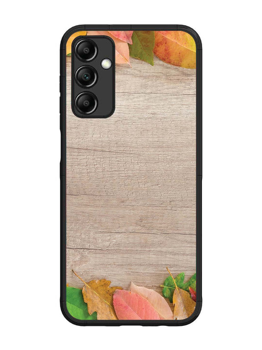 Samsung Galaxy M14 4G Autumn Leafs On Wooden Table