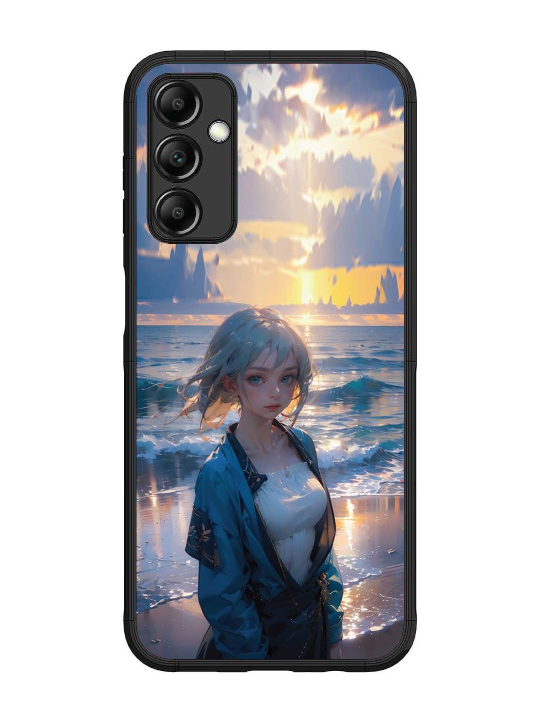 Samsung Galaxy M14 4G Anime Girl Beach Ocean Waves