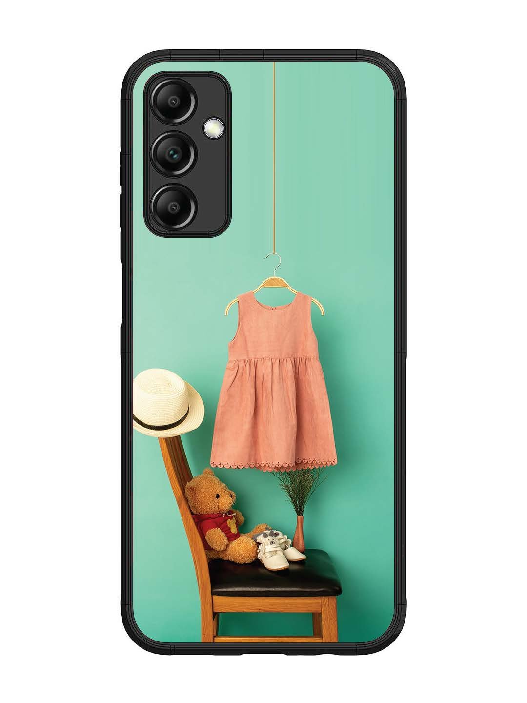 Samsung Galaxy M14 4G Trendy dress for girl near toy bear