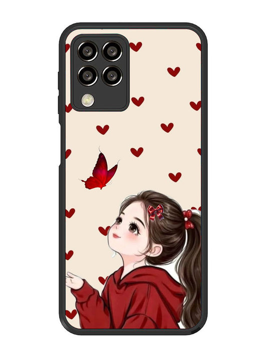Samsung Galaxy M33 5G Beautiful girl with red butterfly