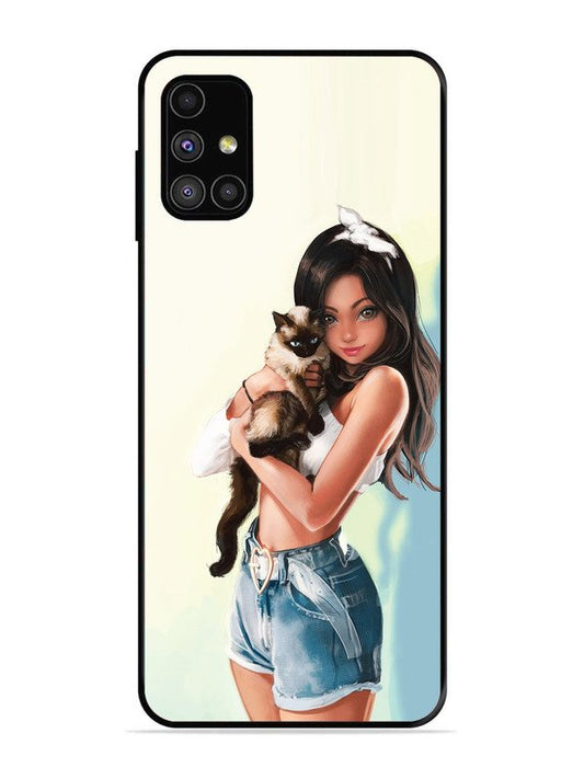 SAMSUNG GALAXY M51 Cute Girl with Cat