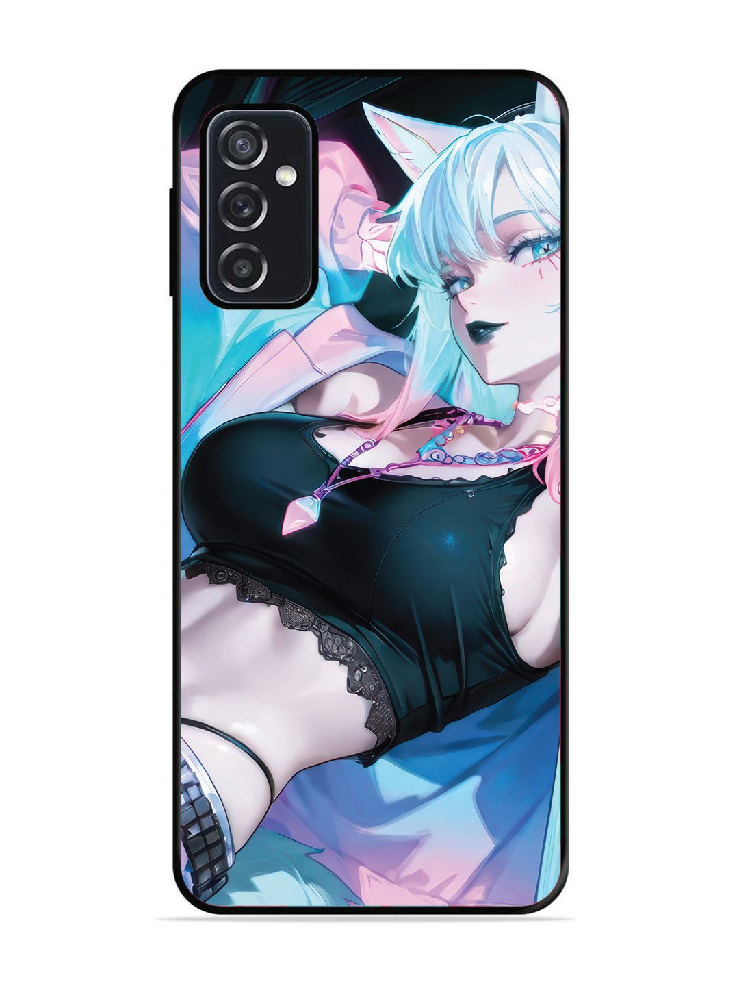 SAMSUNG GALAXY M52 5G anime girl fox headpohone white Hair