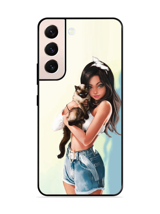 SAMSUNG GALAXY S21 FE 5G Cute Girl with Cat