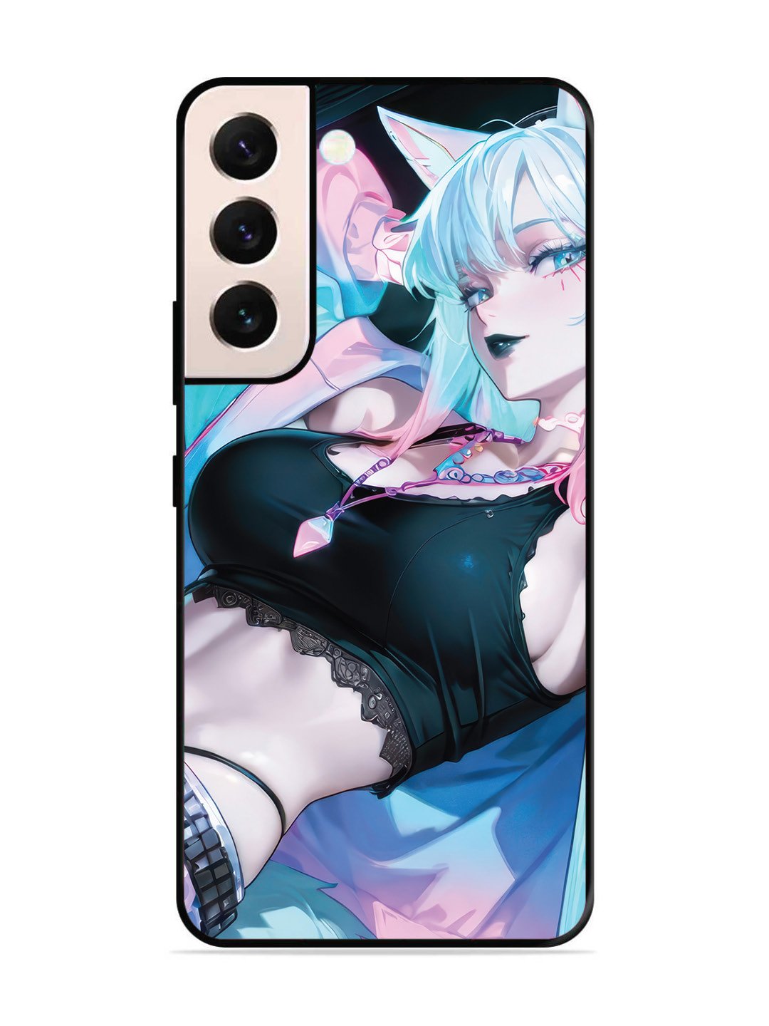 SAMSUNG GALAXY S21 Plus anime girl fox headpohone white Hair