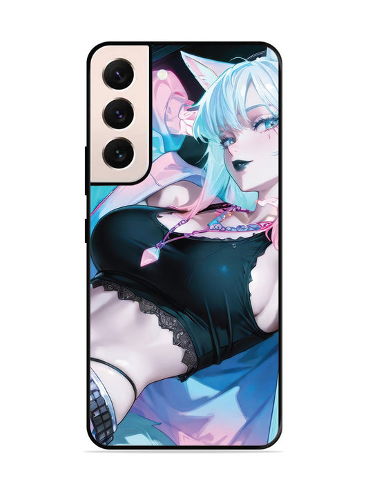 SAMSUNG GALAXY S22 5G anime girl fox headpohone white Hair