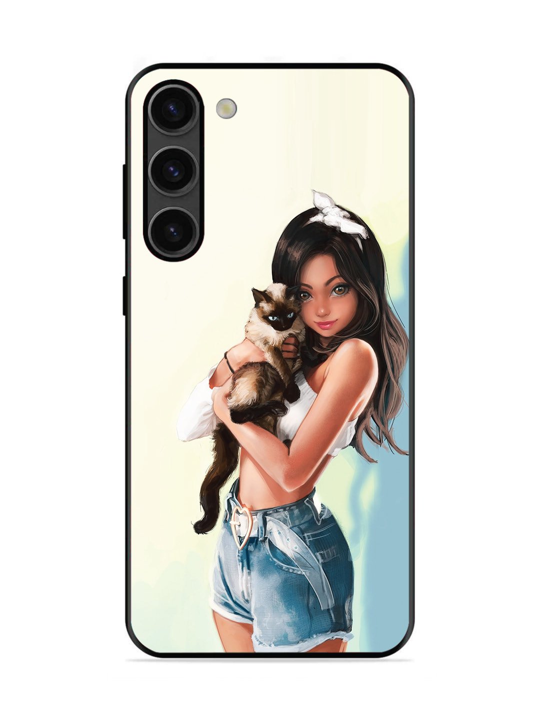 SAMSUNG GALAXY S23 5G Cute Girl with Cat