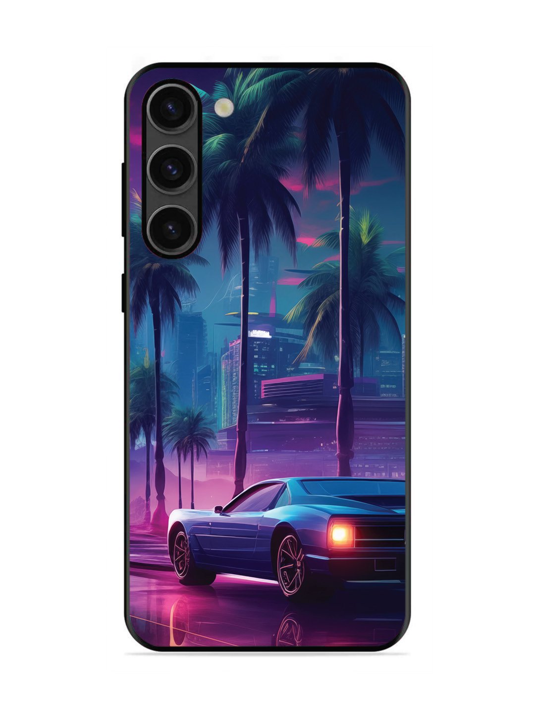SAMSUNG GALAXY S23 5G sunset-sports-car-city-palm-trees