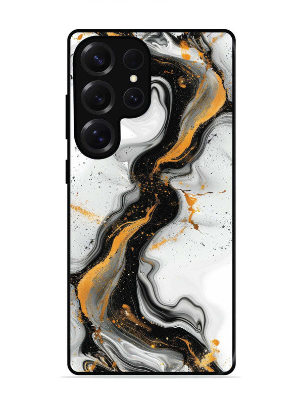 Samsung Galaxy S25 Ultra Black And Golden Marble Essence