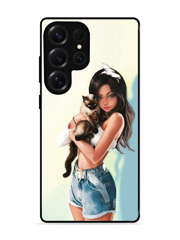 Samsung Galaxy S25 Ultra Cute Girl with Cat