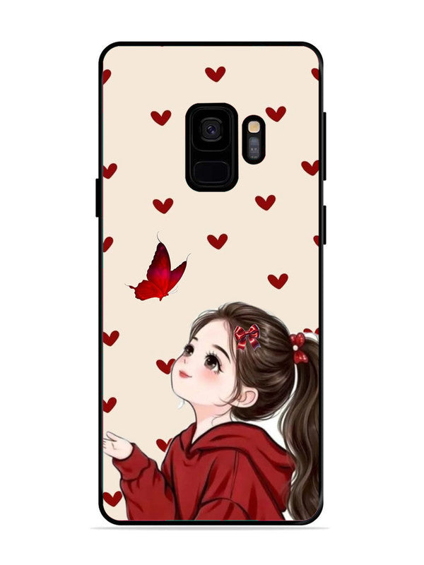 Samsung Galaxy S9 Beautiful girl with red butterfly