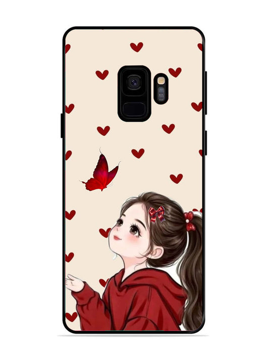Samsung Galaxy S9 Beautiful girl with red butterfly