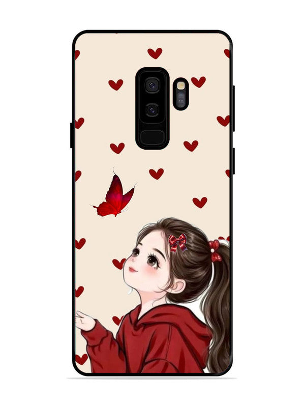 Samsung Galaxy S9 Plus Beautiful girl with red butterfly