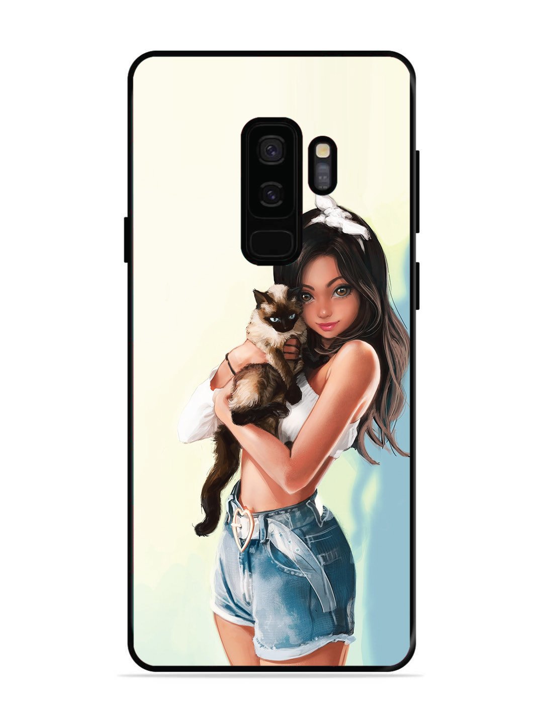 SAMSUNG GALAXY S9 PLUS Cute Girl with Cat