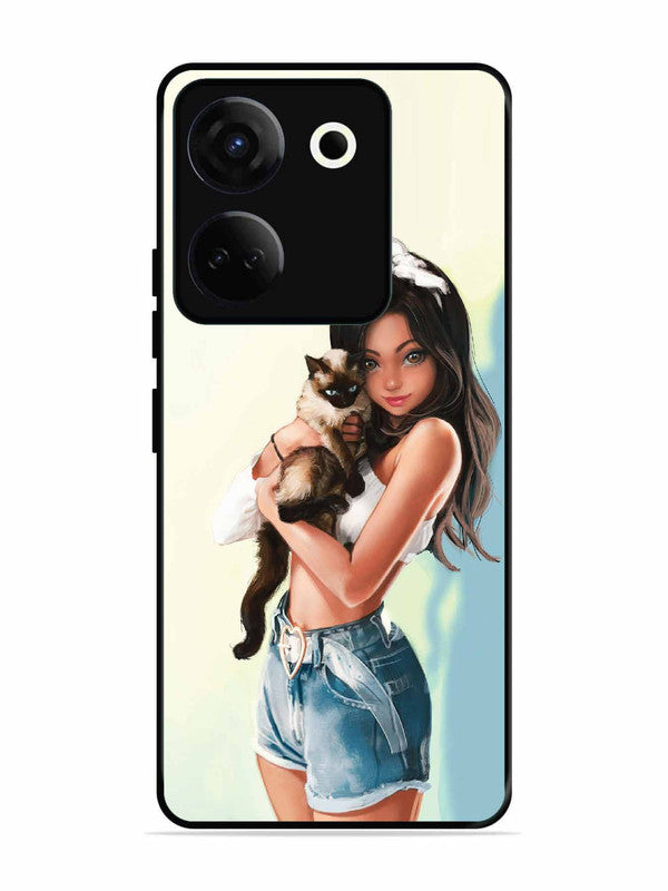 Tecno camon 20 Cute Girl with Cat